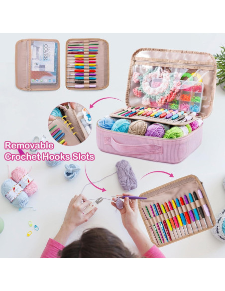 Kit de Crochet MYBAGZING 58 Piezas con Bolsa Rosa 2.0-6.0 mm Kit de Crochet MYBAGZING 58 Piezas con Bolsa Rosa 2.0-6.0 mm