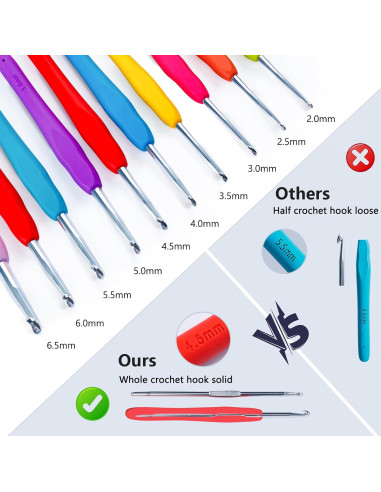Kit de Crochet MYBAGZING 58 Piezas con Bolsa Rosa 2.0-6.0 mm