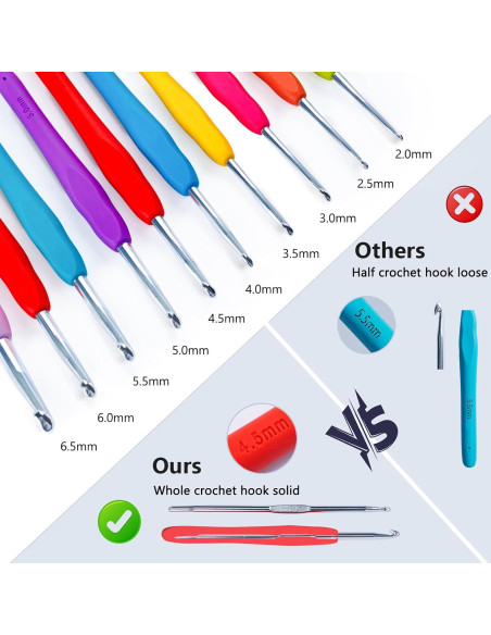 Kit de Crochet MYBAGZING 58 Piezas con Bolsa Rosa 2.0-6.0 mm Kit de Crochet MYBAGZING 58 Piezas con Bolsa Rosa 2.0-6.0 mm