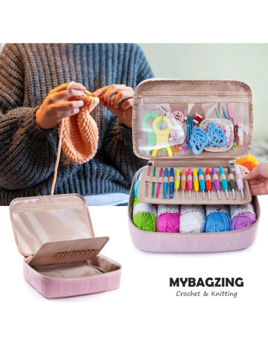 Kit de Crochet MYBAGZING 58 Piezas con Bolsa Rosa 2.0-6.0 mm