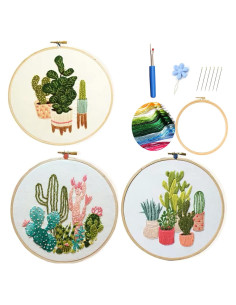 Kit de Bordado Highkick para Principiantes Cactus 3 Piezas