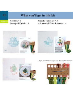 Kit de Bordado Highkick para Principiantes Cactus 3 Piezas 2