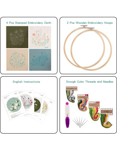 Kit de Bordado Picoey para Principiantes - 4 Patrones Florales 2