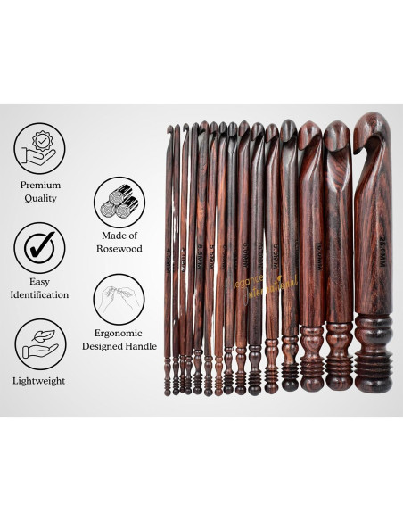 Juego de Ganchillos Ergonomicos Elegance - 15 Piezas 3.5 a 25mm Juego de Ganchillos Ergonomicos Elegance - 15 Piezas 3.5 a 25mm