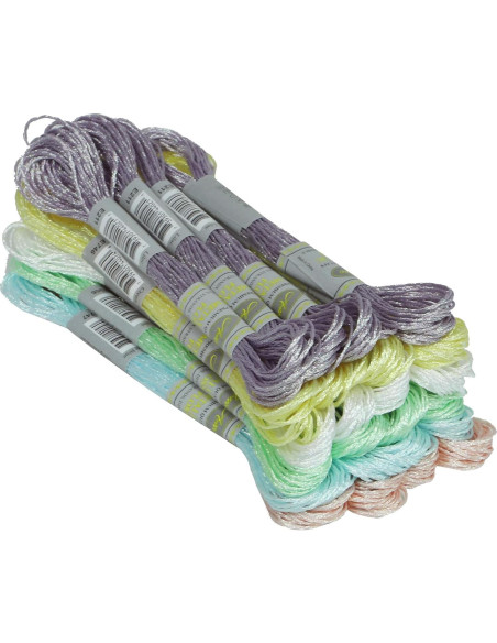 24 Madejas Hilo Bordado Metálico AMOHilos Color Perla 8m