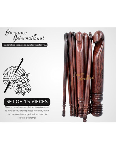Juego de Ganchillos Ergonomicos Elegance - 15 Piezas 3.5 a 25mm
