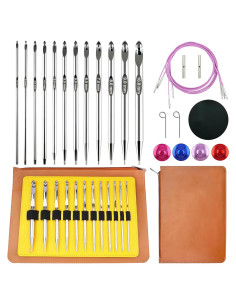 Juego de Ganchillos Tunecinos Hobekoee 12 Tamaños Intercambiables