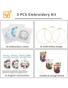 Kit de Bordado Nuberlic 3 Piezas para Principiantes Adultos 2