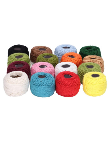 Juego de 16 Piezas de Hilo de Ganchillo GLOGLOW Algodón Colorido