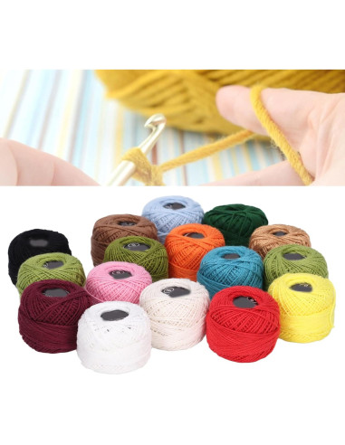 Juego de 16 Piezas de Hilo de Ganchillo GLOGLOW Algodón Colorido