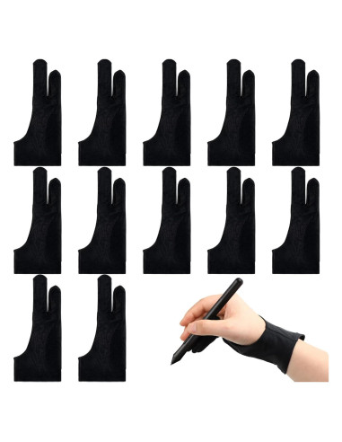 Guantes de Dibujo Digital 12 Pcs Silipull Spandex Negro