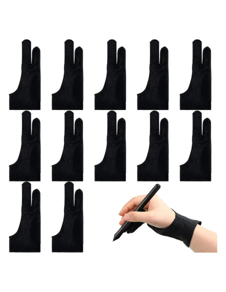 Guantes de Dibujo Digital 12 Pcs Silipull Spandex Negro