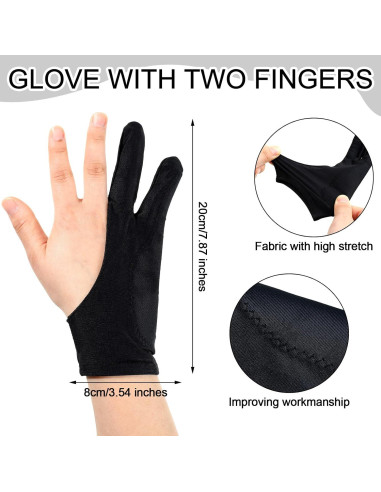 Guantes de Dibujo Digital 12 Pcs Silipull Spandex Negro