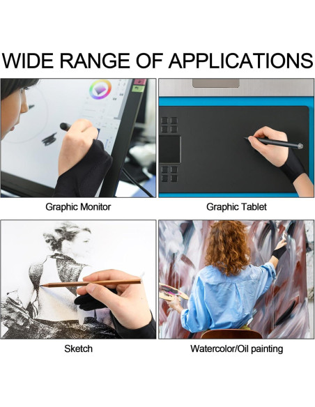 Guantes de Dibujo Digital 12 Pcs Silipull Spandex Negro