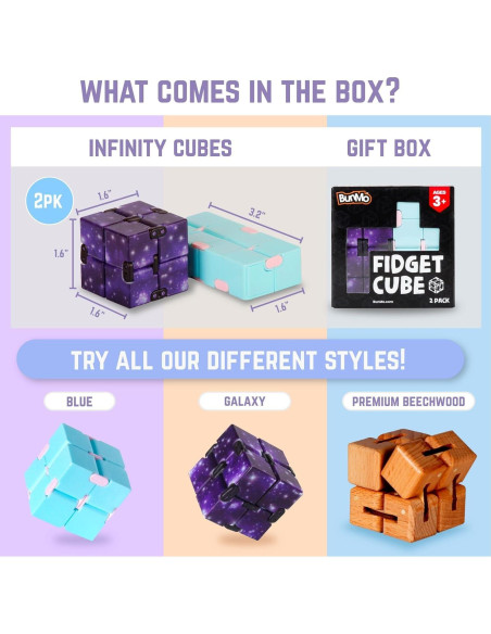 Cubo Infinito BUNMO Antiestrés Paquete de 2 - Juguetes