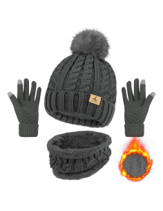 Conjunto de Gorro, Bufanda y Guantes de Invierno LOROME Gris Oscuro