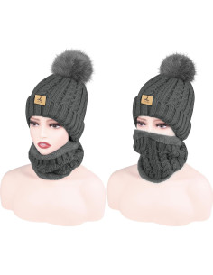 Conjunto de Gorro, Bufanda y Guantes de Invierno LOROME Gris Oscuro 2