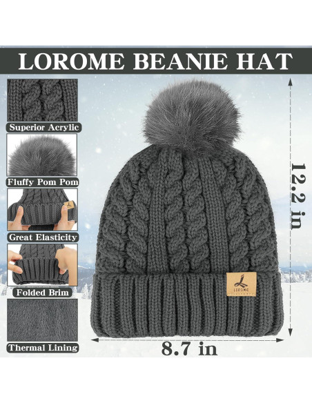 Conjunto de Gorro, Bufanda y Guantes de Invierno LOROME Gris Oscuro
