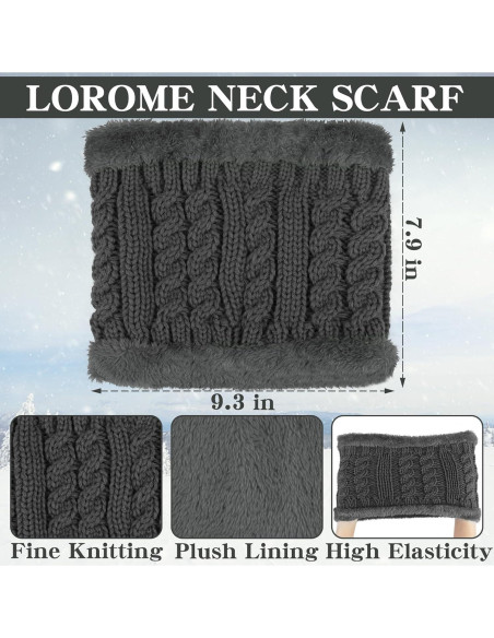 Conjunto de Gorro, Bufanda y Guantes de Invierno LOROME Gris Oscuro