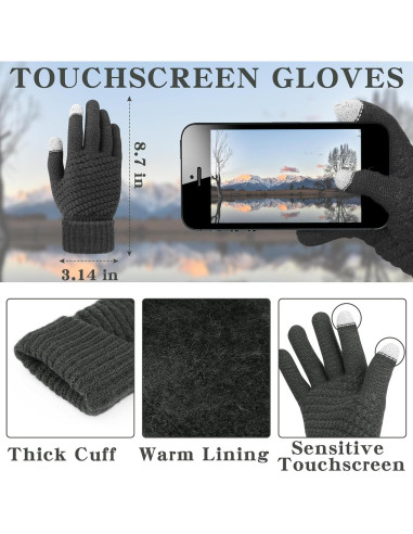 Conjunto de Gorro, Bufanda y Guantes de Invierno LOROME Gris Oscuro