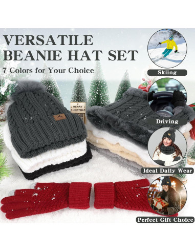 Conjunto de Gorro, Bufanda y Guantes de Invierno LOROME Gris Oscuro