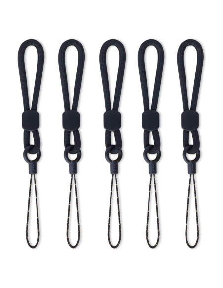 Cintas de Lanyard Negras YOUOWO con Anillo para Dedo - Paquete de 5