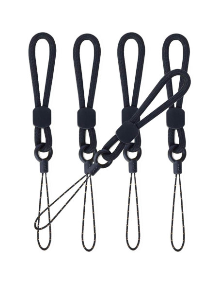 Cintas de Lanyard Negras YOUOWO con Anillo para Dedo - Paquete de 5