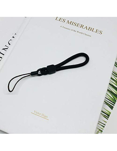 Cintas de Lanyard Negras YOUOWO con Anillo para Dedo - Paquete de 5