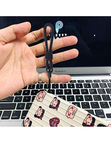 Cintas de Lanyard Negras YOUOWO con Anillo para Dedo - Paquete de 5