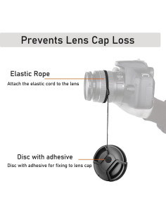 Paquete de 2 tapas de lente 62mm QQM con cuerdas de sujeción 2