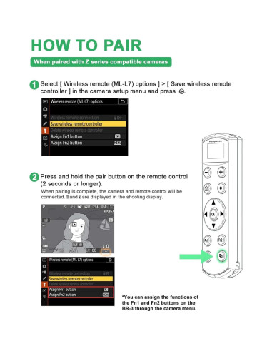 Control Remoto Inalámbrico Hanpusen para Cámara Nikon Z