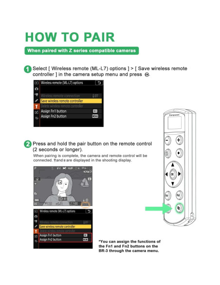 Control Remoto Inalámbrico Hanpusen para Cámara Nikon Z