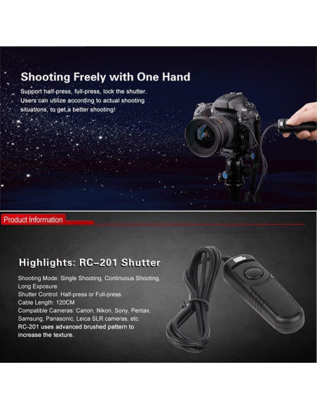 Cable de liberación de obturador remoto Pixel E3 para Canon y Fuji