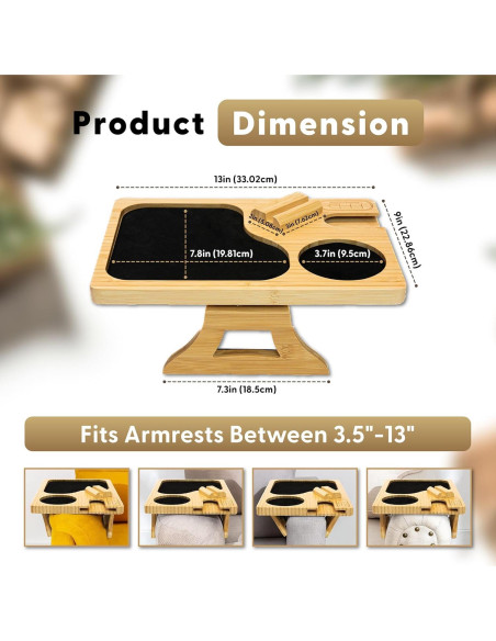 Mesa de brazo de sofá Todo de Daniel, bandeja ajustable con portavasos