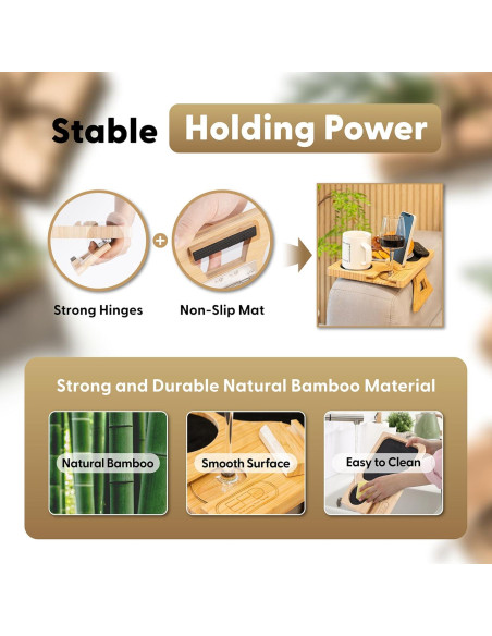 Mesa de brazo de sofá Todo de Daniel, bandeja ajustable con portavasos