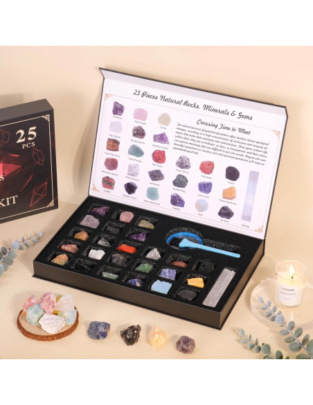 Kit de 25 PCS de Rocas y Gemas Naturales HOPEME Kit de 25 PCS de Rocas y Gemas Naturales HOPEME