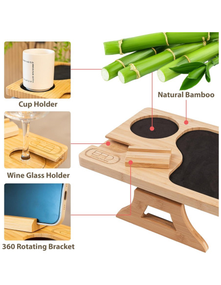 Mesa de brazo de sofá Todo de Daniel, bandeja ajustable con portavasos