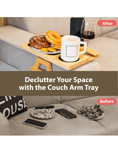 Mesa de brazo de sofá Todo de Daniel, bandeja ajustable con portavasos