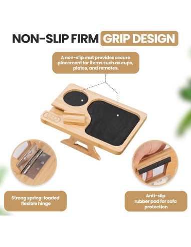 Mesa de brazo de sofá Todo de Daniel, bandeja ajustable con portavasos