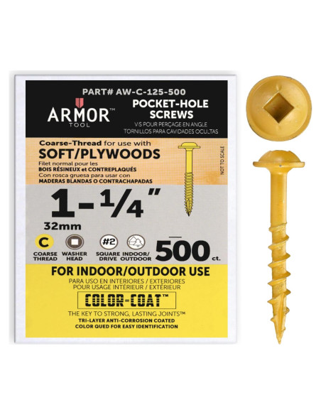 Tornillos para Agujeros de Bolsillo Armor Tool 3.18 cm 500 Pzas