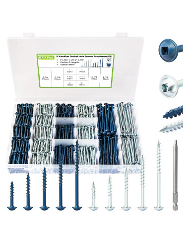 Kit de Tornillos de Agujero de bolsillo K Kwokker 670 Pcs