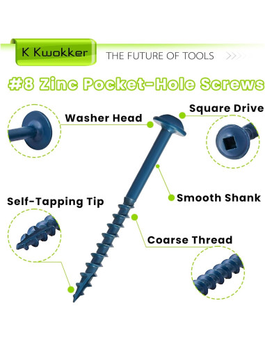 Kit de Tornillos de Agujero de bolsillo K Kwokker 670 Pcs