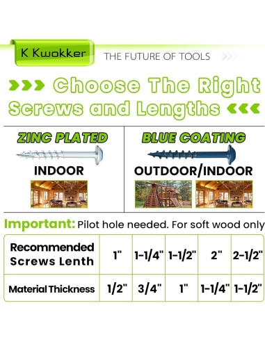 Kit de Tornillos de Agujero de bolsillo K Kwokker 670 Pcs