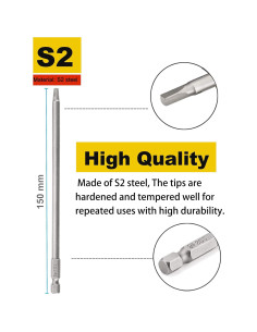 Juego de 10 Bits de Destornillador Cuadrado SQ2 Rocaris 15.24 cm 2