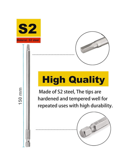 Juego de 10 Bits de Destornillador Cuadrado SQ2 Rocaris 15.24 cm