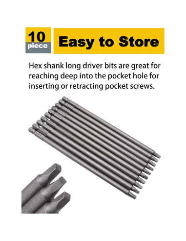 Juego de 10 Bits de Destornillador Cuadrado SQ2 Rocaris 15.24 cm