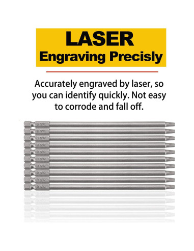 Juego de 10 Bits de Destornillador Cuadrado SQ2 Rocaris 15.24 cm