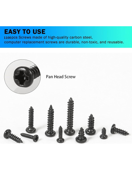 Kit de 1100 Tornillos Phillips MEIYYJ para Laptop M1.2 a M2