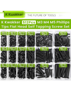 Kit de Tornillos Autoperforantes K Kwokker 512 Pcs M3 M4 M5 2