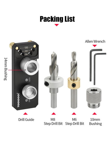 Guía de Taladro Toolcool para Perfiles de Aluminio M6 M8